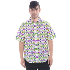 Retro Blue Purple Green Olive Dot Pattern Men s Short Sleeve Shirt