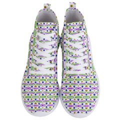 Retro Blue Purple Green Olive Dot Pattern Men s Lightweight High Top Sneakers