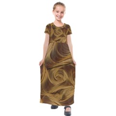 Paper Art Paper Art Eddy Yellow Kids  Short Sleeve Maxi Dress by Sapixe