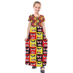 Angry Face Kids  Short Sleeve Maxi Dress by ArtworkByPatrick