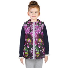 Maroon And White Mums Kid s Hooded Puffer Vest