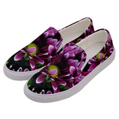 Maroon And White Mums Men s Canvas Slip Ons by bloomingvinedesign