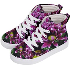 Maroon And White Mums Kid s Hi-top Skate Sneakers by bloomingvinedesign