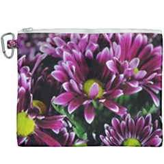 Maroon And White Mums Canvas Cosmetic Bag (xxxl) by bloomingvinedesign