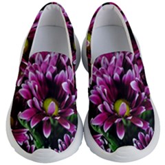 Maroon And White Mums Kid s Lightweight Slip Ons by bloomingvinedesign