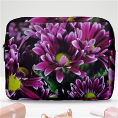 Maroon And White Mums Make Up Pouch (large)