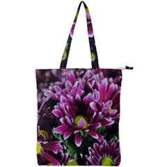 Maroon And White Mums Double Zip Up Tote Bag