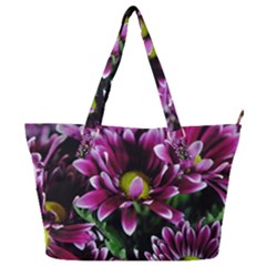 Maroon And White Mums Full Print Shoulder Bag by bloomingvinedesign