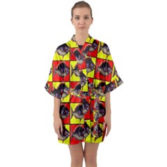 Fish-1 Quarter Sleeve Kimono Robe