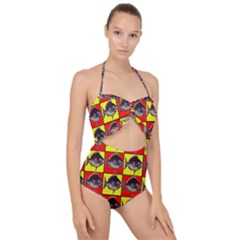 Fish-1 Scallop Top Cut Out Swimsuit by ArtworkByPatrick