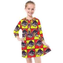 Fish-1 Kids  Quarter Sleeve Shirt Dress by ArtworkByPatrick