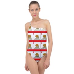 Calif Bear Flag Classic One Shoulder Swimsuit by ArtworkByPatrick