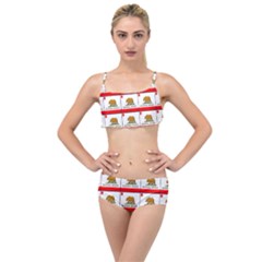 Calif Bear Flag Layered Top Bikini Set by ArtworkByPatrick