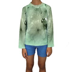 Wonderful Flowers In Soft Colors Kids  Long Sleeve Swimwear by FantasyWorld7