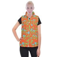 Background Texture Seamless Flowers Women s Button Up Vest by Sapixe