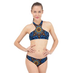 Pattern Abstract Background Art High Neck Bikini Set by Sapixe