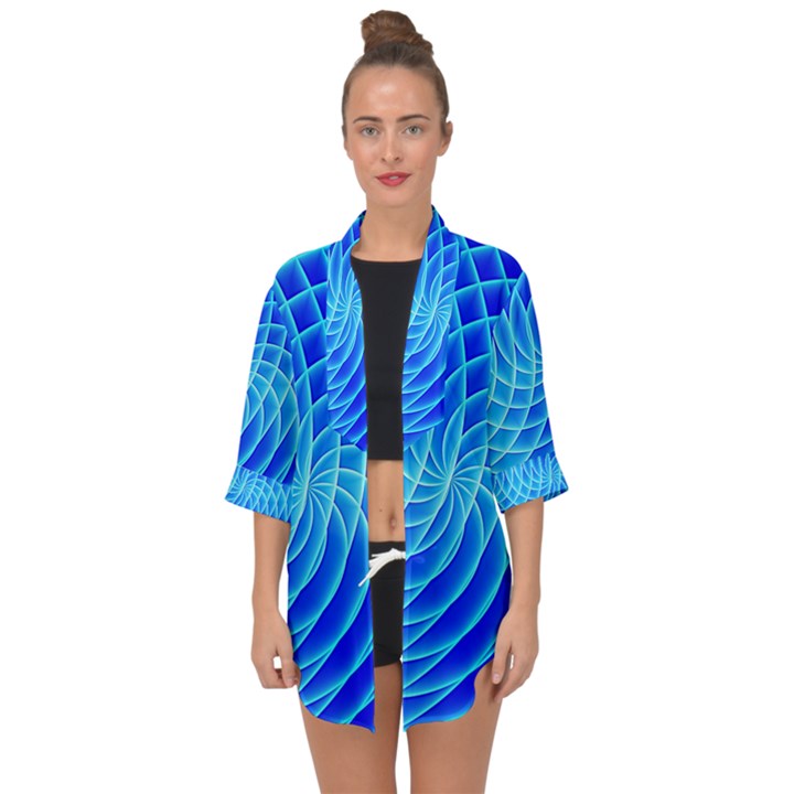 Background Light Glow Abstract Art Open Front Chiffon Kimono