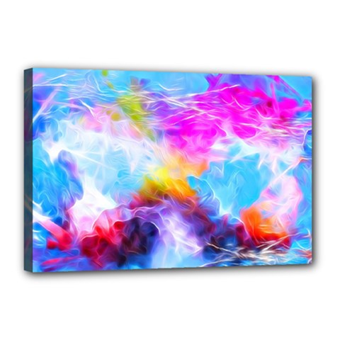 Background Drips Fluid Colorful Canvas 18  X 12  (stretched) by Sapixe