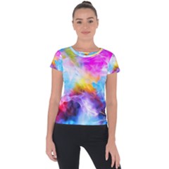 Background Drips Fluid Colorful Short Sleeve Sports Top  by Sapixe