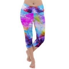 Background Drips Fluid Colorful Lightweight Velour Capri Yoga Leggings