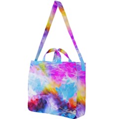 Background Drips Fluid Colorful Square Shoulder Tote Bag