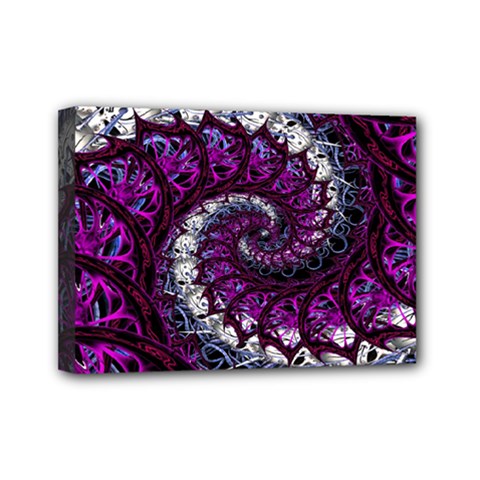 Fractal Background Swirl Art Skull Mini Canvas 7  X 5  (stretched) by Sapixe