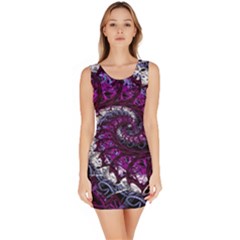 Fractal Background Swirl Art Skull Bodycon Dress by Sapixe