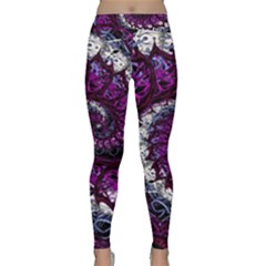 Fractal Background Swirl Art Skull Classic Yoga Leggings by Sapixe