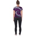 Fractal Background Swirl Art Skull Short Sleeve Sports Top  View2