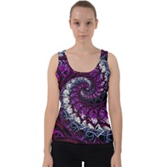 Fractal Background Swirl Art Skull Velvet Tank Top by Sapixe