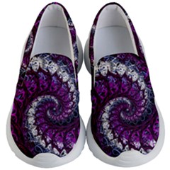 Fractal Background Swirl Art Skull Kid s Lightweight Slip Ons by Sapixe