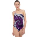 Fractal Background Swirl Art Skull Classic One Shoulder Swimsuit View1