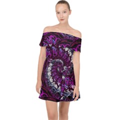 Fractal Background Swirl Art Skull Off Shoulder Chiffon Dress