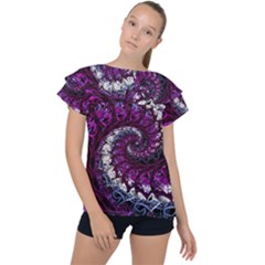 Fractal Background Swirl Art Skull Ruffle Collar Chiffon Blouse