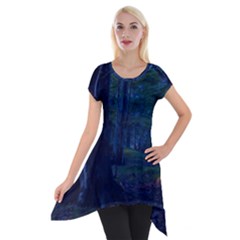 Beeches Tree Forest Beech Shadows Short Sleeve Side Drop Tunic by Sapixe