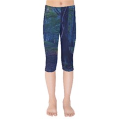 Beeches Tree Forest Beech Shadows Kids  Capri Leggings  by Sapixe