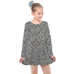 Art Letters Alphabet Abstract Text Kids  Long Sleeve Dress by Sapixe