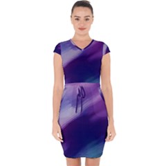 Purple Background Art Abstract Watercolor Capsleeve Drawstring Dress  by Sapixe