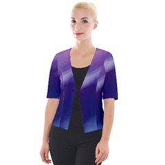 Purple Background Art Abstract Watercolor Cropped Button Cardigan by Sapixe