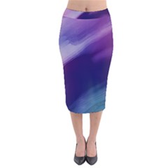 Purple Background Art Abstract Watercolor Velvet Midi Pencil Skirt by Sapixe