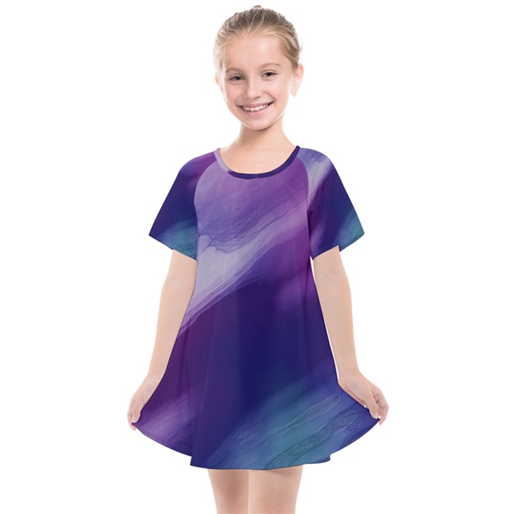 Purple Background Art Abstract Watercolor Kids  Smock Dress