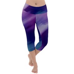 Purple Background Art Abstract Watercolor Lightweight Velour Capri Yoga Leggings