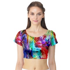 Background Art Abstract Watercolor Short Sleeve Crop Top by Sapixe