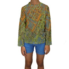 Art 3d Windows Modeling Dimension Kids  Long Sleeve Swimwear by Sapixe