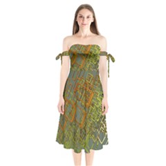 Art 3d Windows Modeling Dimension Shoulder Tie Bardot Midi Dress by Sapixe