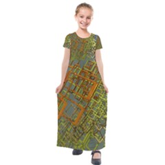 Art 3d Windows Modeling Dimension Kids  Short Sleeve Maxi Dress by Sapixe