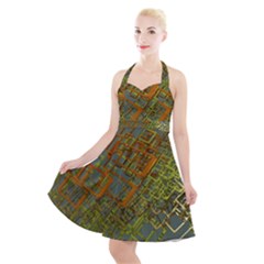 Art 3d Windows Modeling Dimension Halter Party Swing Dress 