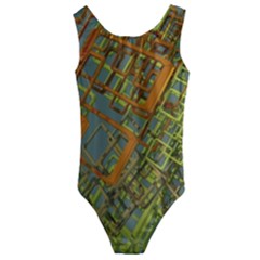 Art 3d Windows Modeling Dimension Kids  Cut-out Back One Piece Swimsuit