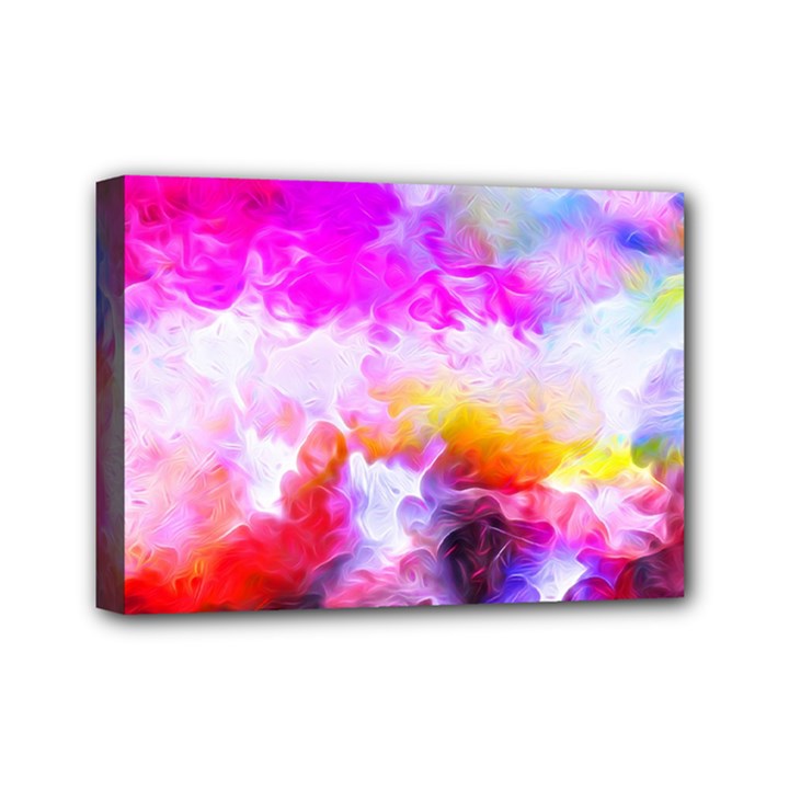 Background Drips Fluid Colorful Mini Canvas 7  x 5  (Stretched)