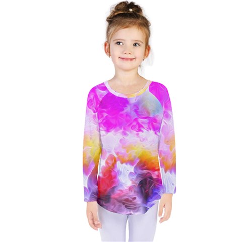 Background Drips Fluid Colorful Kids  Long Sleeve Tee by Sapixe